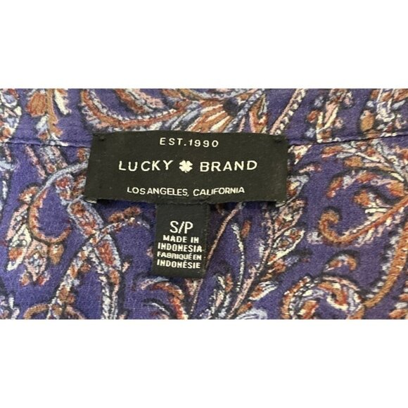 Lucky Brand Small Purple Floral V‎ Neck Boho Long Sleeve Peasant Blouse Smocked - Picture 4 of 8